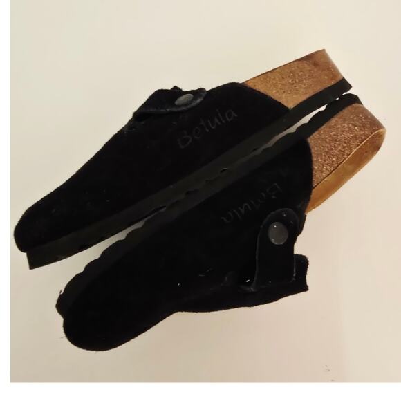 Birkenstock Betula Boston Clog Size 36 L5 Black Suede Slip On Shoe Mule - Picture 4 of 8